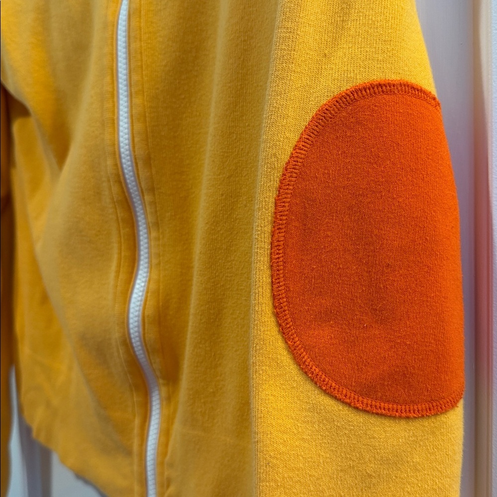 Colorful Banana Republic Knit Orange Sweater Jacket Contrasting Elbow Patches XL - Picture 3 of 6